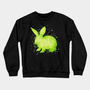 Watercolor Splash Green Bunny Art Crewneck Sweatshirt